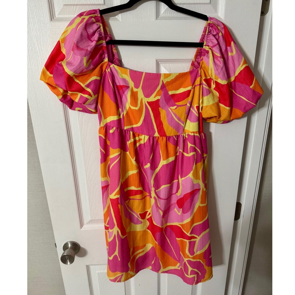 Vibrant Pink and Orange Women's Dress